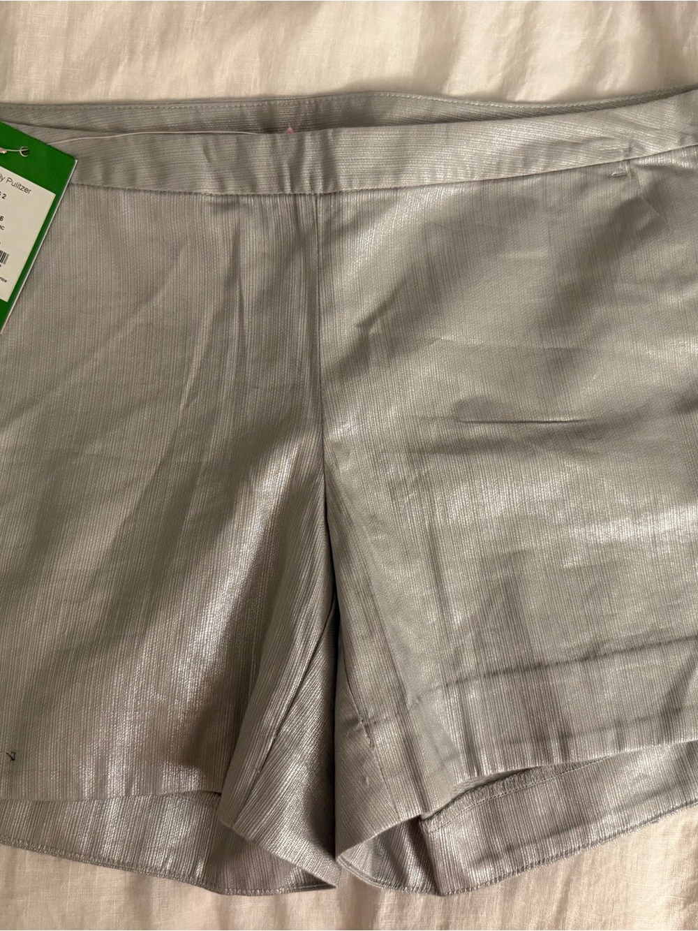 Lilly Pulitzer Metallic Silver High-Waist Shorts